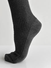 Dark grey melange knee-high socks