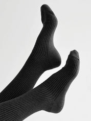 Dark grey melange knee-high socks