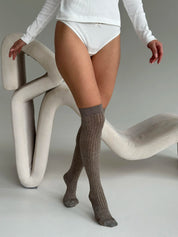 High lurex leggings beige