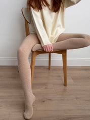 Women's ribbed tights beige