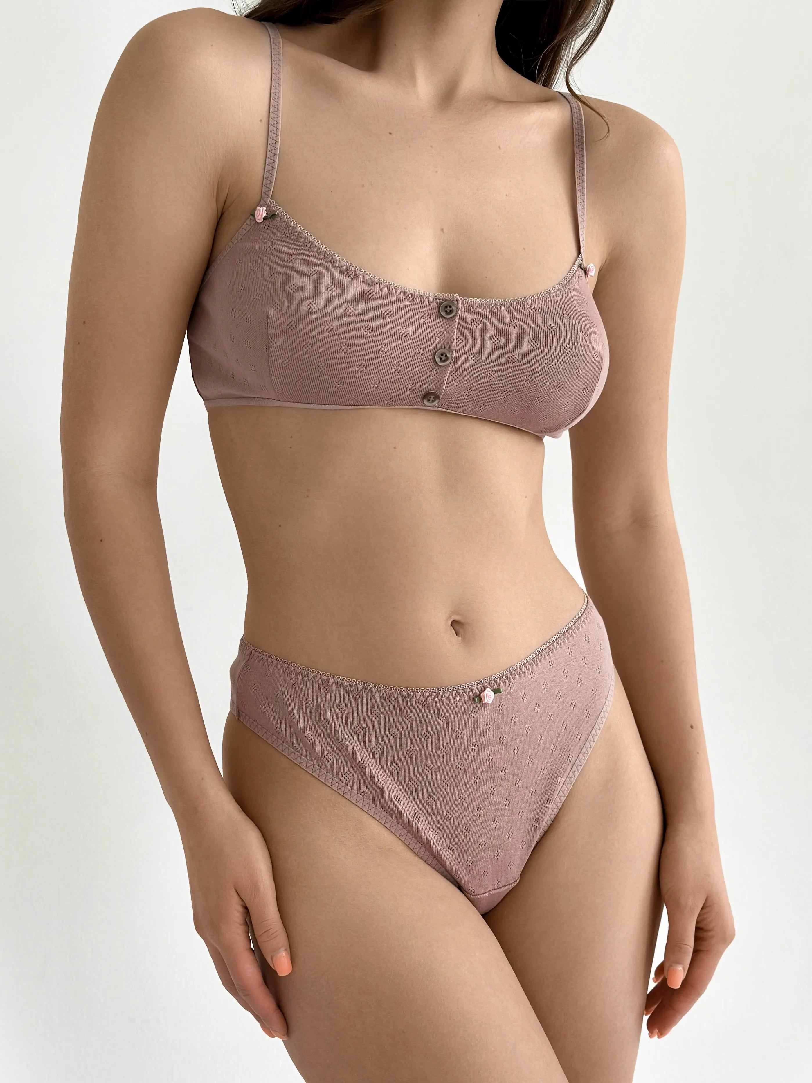 Underwear panties Thongs mink ribbed