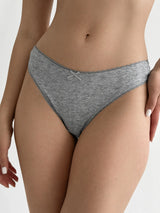 Basic thong underwear with lace, gray