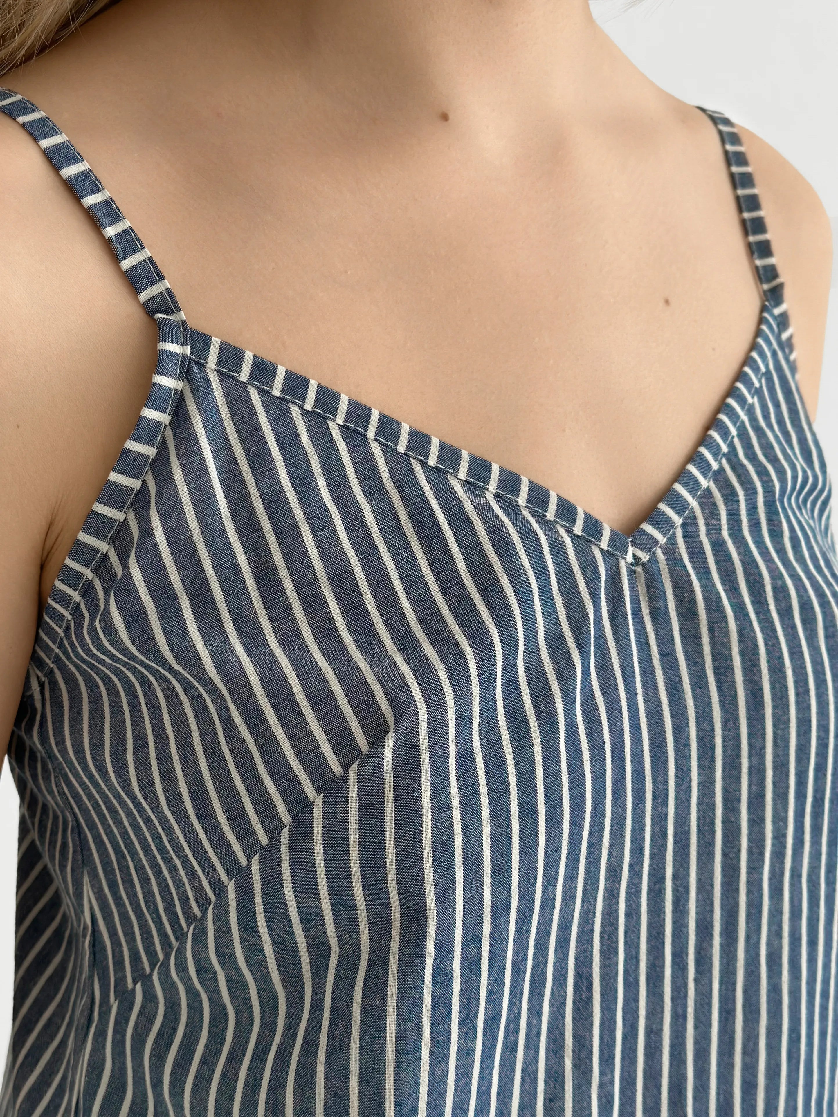Cotton striped T-shirt and shorts suit blue/milk