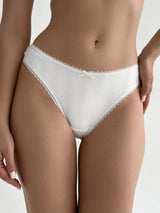 Basic thong underwear with lace, white