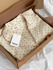Flannel pajama set milk peas