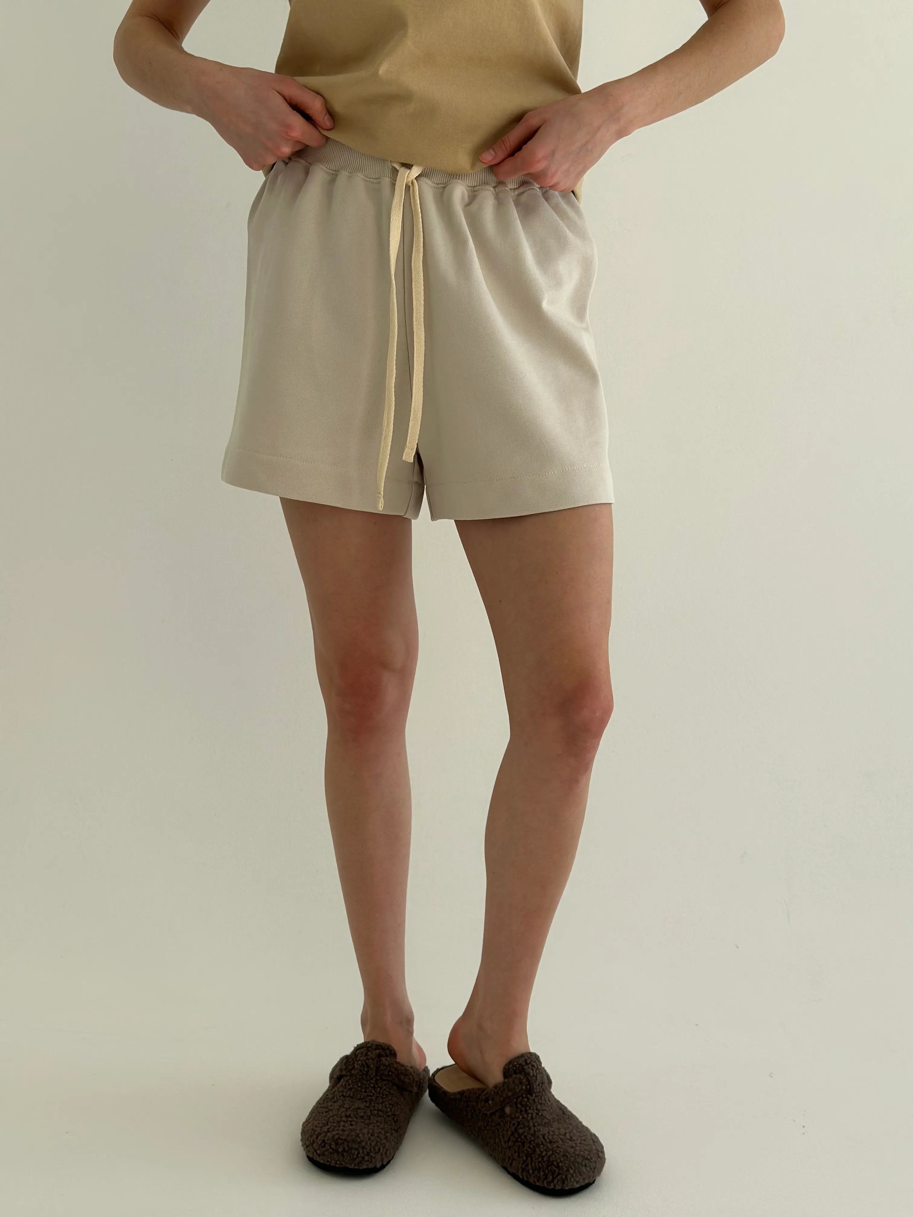 Cotton Shorts knitwear 3-thread beige