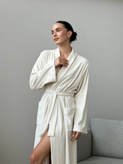 Striped milky-colored mahra robe
