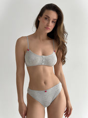 Lingerie Top Light Gray Ribbed