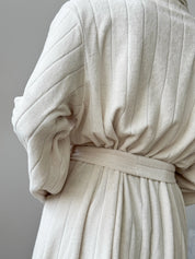 Striped milky-colored mahra robe