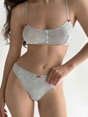 Lingerie Thongs Light Gray Ribbed