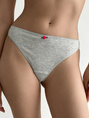 Lingerie Thongs Light Gray Ribbed