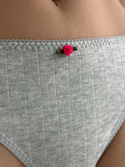 Lingerie Thongs Light Gray Ribbed