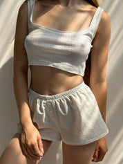 Mono cotton shorts white