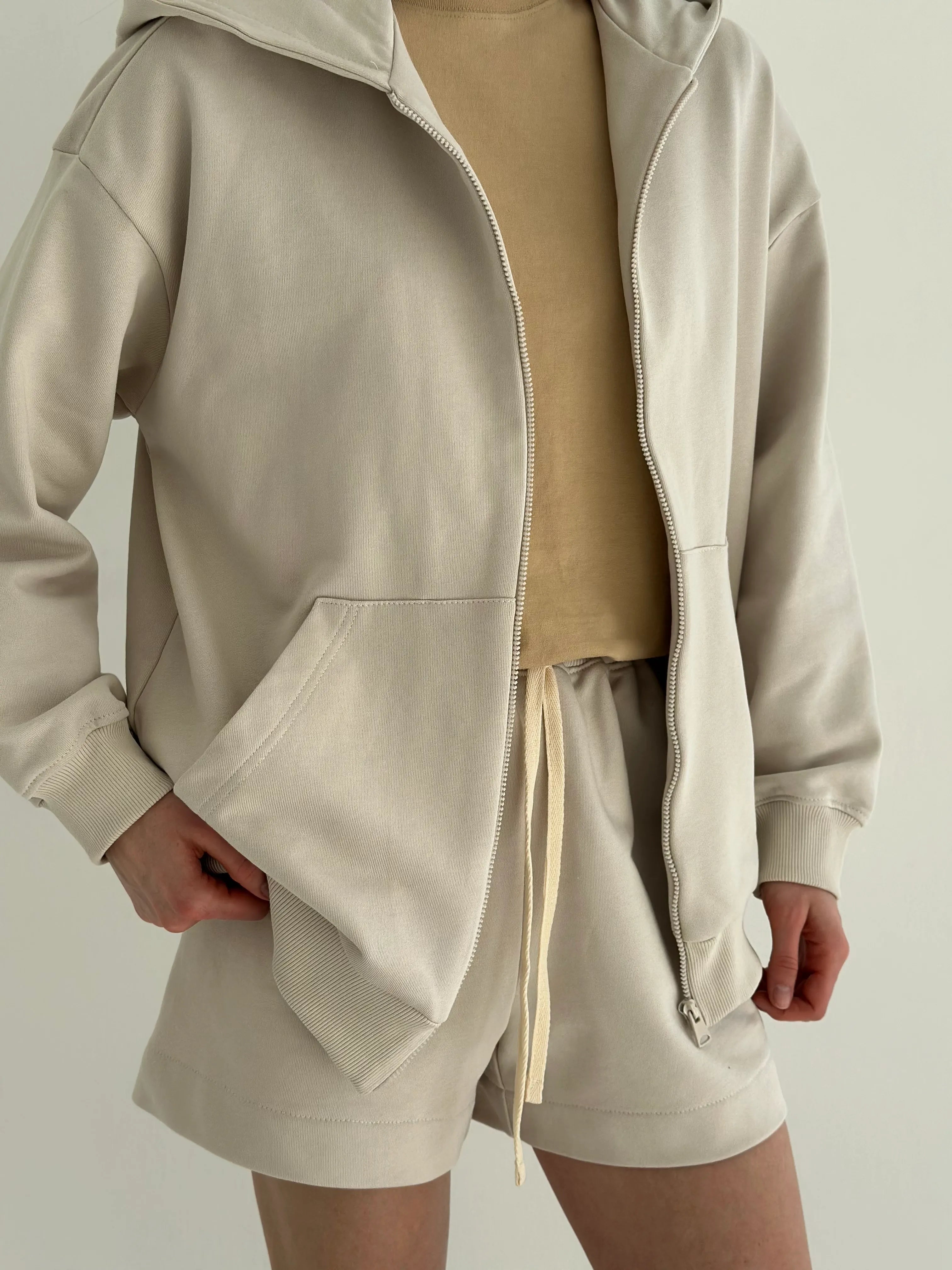 Cotton Shorts knitwear 3-thread beige