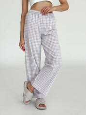Pants Mono boiled cotton milk check on purple