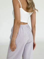Pants Mono boiled cotton milk check on purple