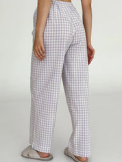 Pants Mono boiled cotton milk check on purple