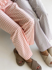 Pants Mono boiled cotton milk check on pink