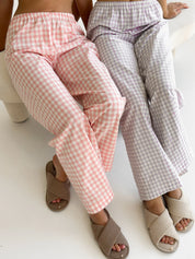 Pants Mono boiled cotton milk check on pink