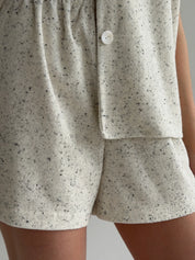 Short-sleeved suit and shorts in melange terry