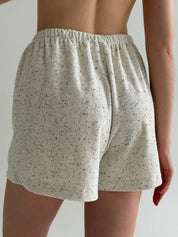 Short-sleeved suit and shorts in melange terry