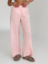 Pants Mono boiled cotton milk check on pink