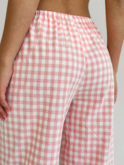 Pants Mono boiled cotton milk check on pink