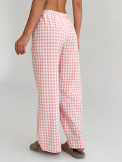 Pants Mono boiled cotton milk check on pink