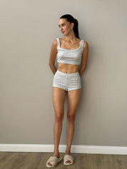 Ribbed mini shorts gray