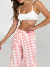 Pants Mono boiled cotton milk check on pink