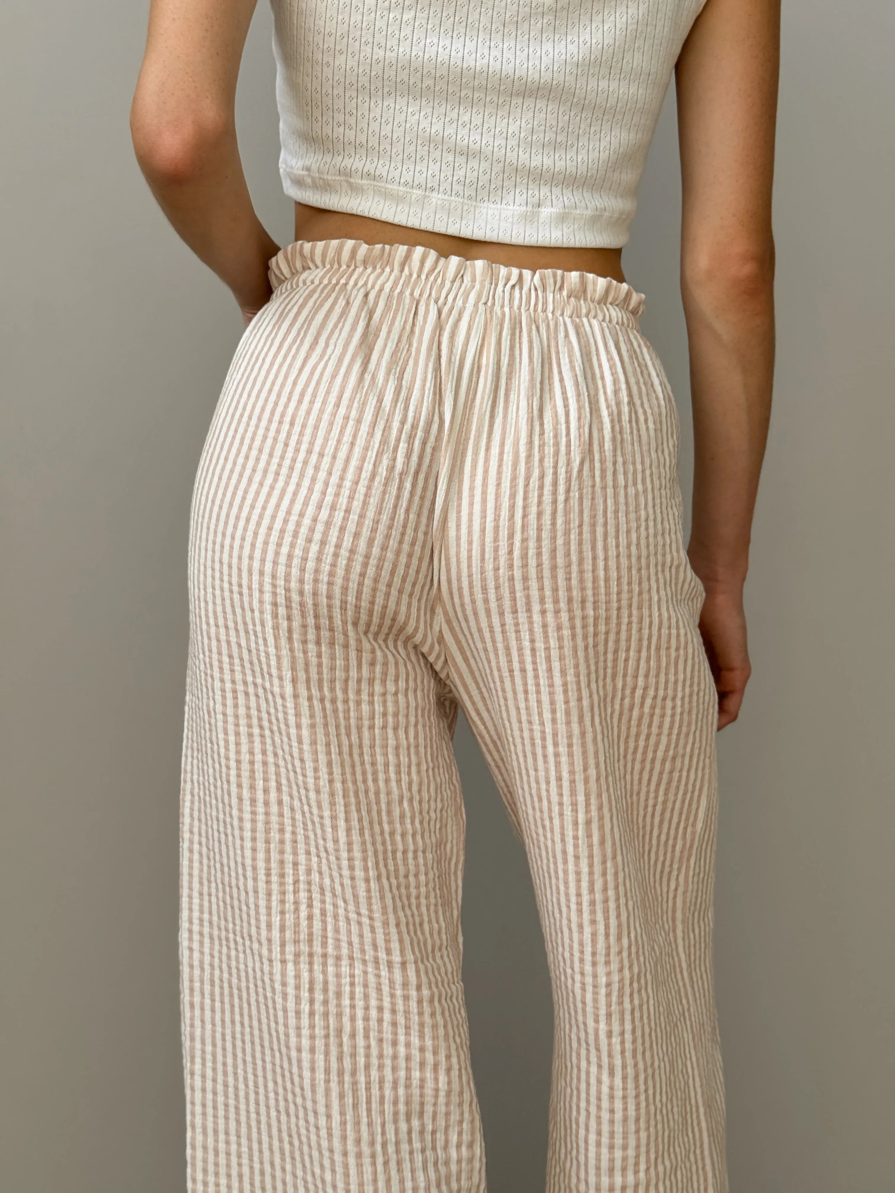 Mono stripe pants beige
