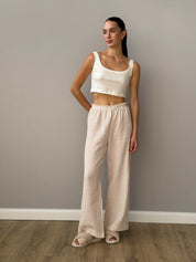 Mono stripe pants beige