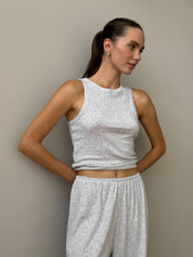 Ribbed wide pants gray