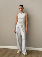 Ribbed wide pants gray
