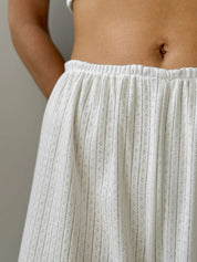 Ribbed wide pants milky
