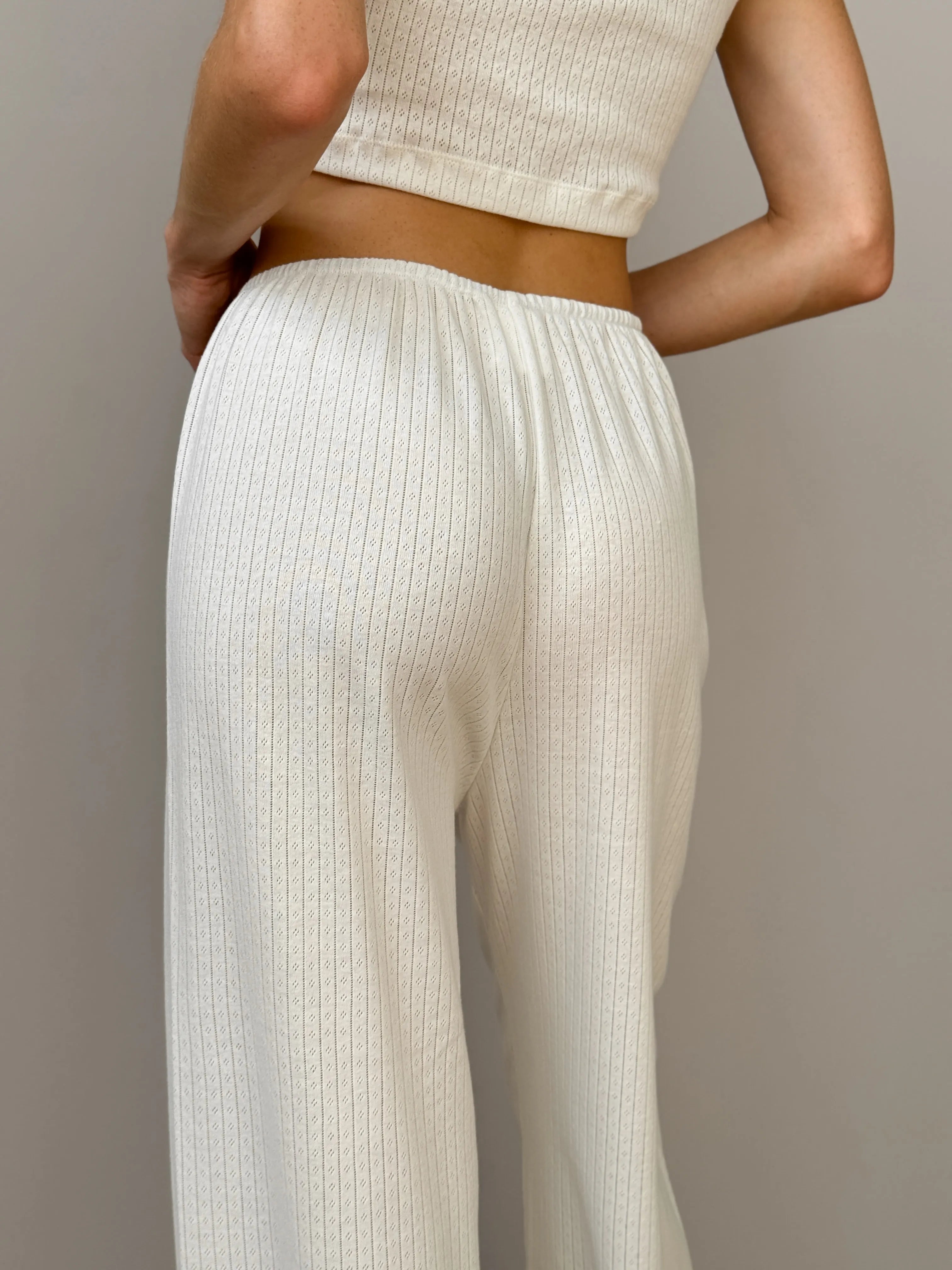 Ribbed wide pants milky