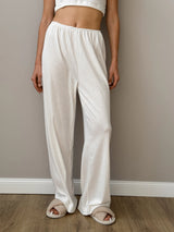 Ribbed wide pants milky