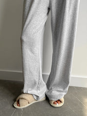 Ribbed wide pants gray