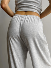 Ribbed wide pants gray