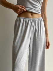 Ribbed wide pants gray