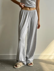 Ribbed wide pants gray