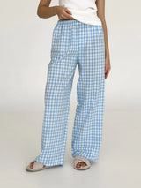 Pants Mono boiled cotton milk check on blue
