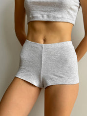 Ribbed mini shorts gray
