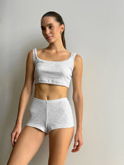 Ribbed mini shorts gray