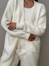 Soft knitted fluffy cardigan milky