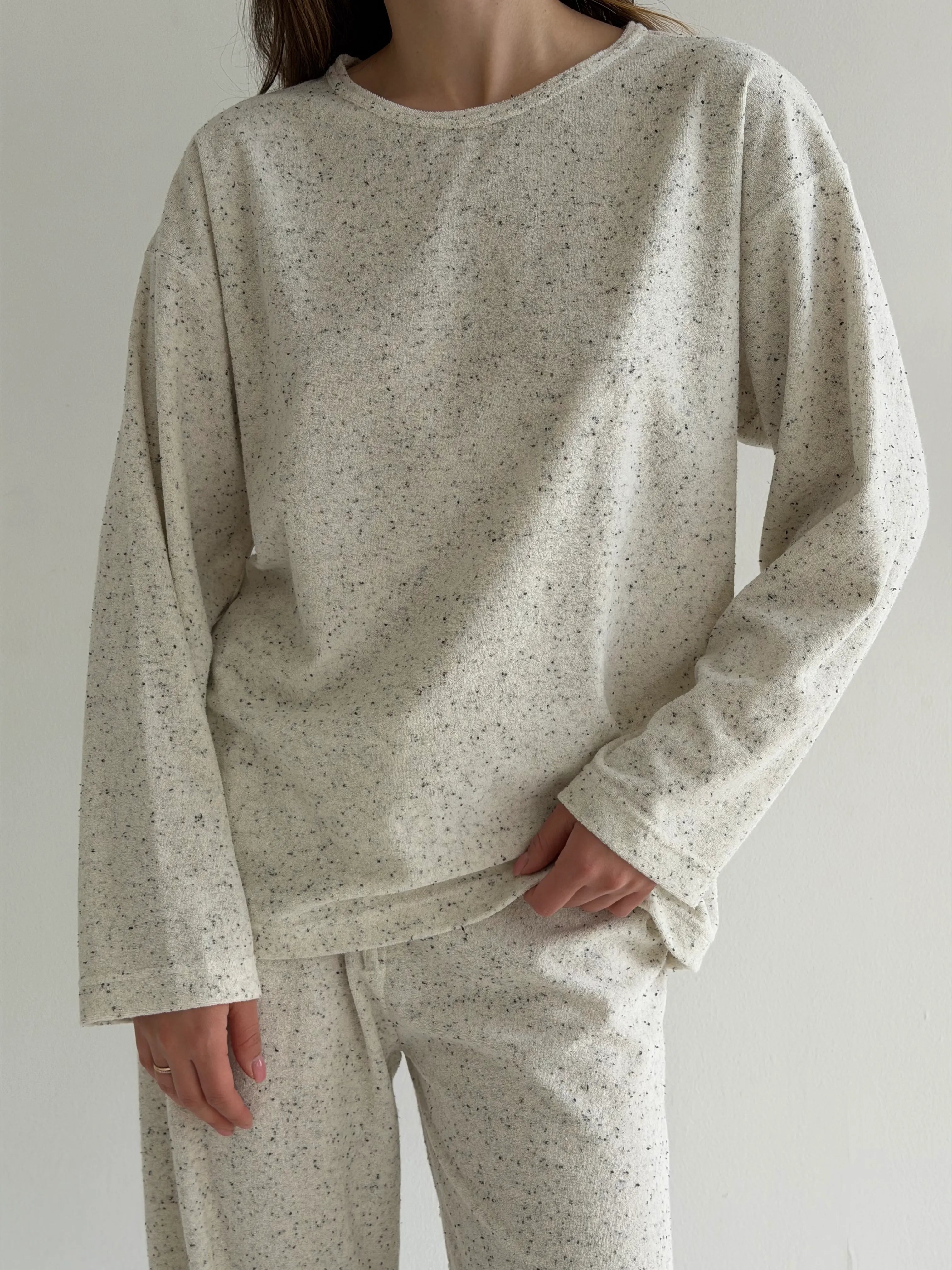 Long-sleeved suit and melange terry pants