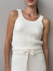 Soft knitted fluffy top milky