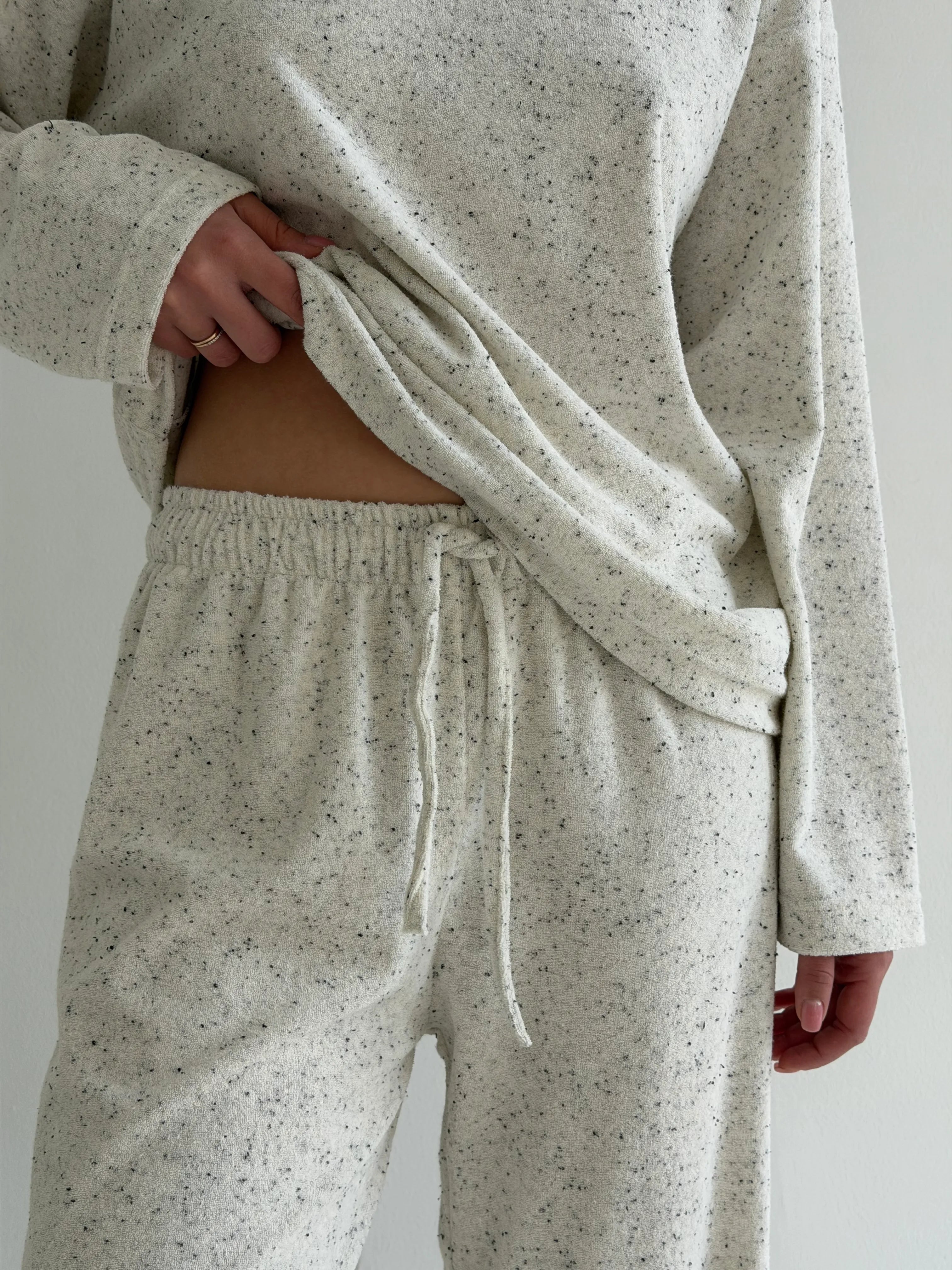 Long-sleeved suit and melange terry pants