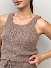 Soft knitted fluffy top brown