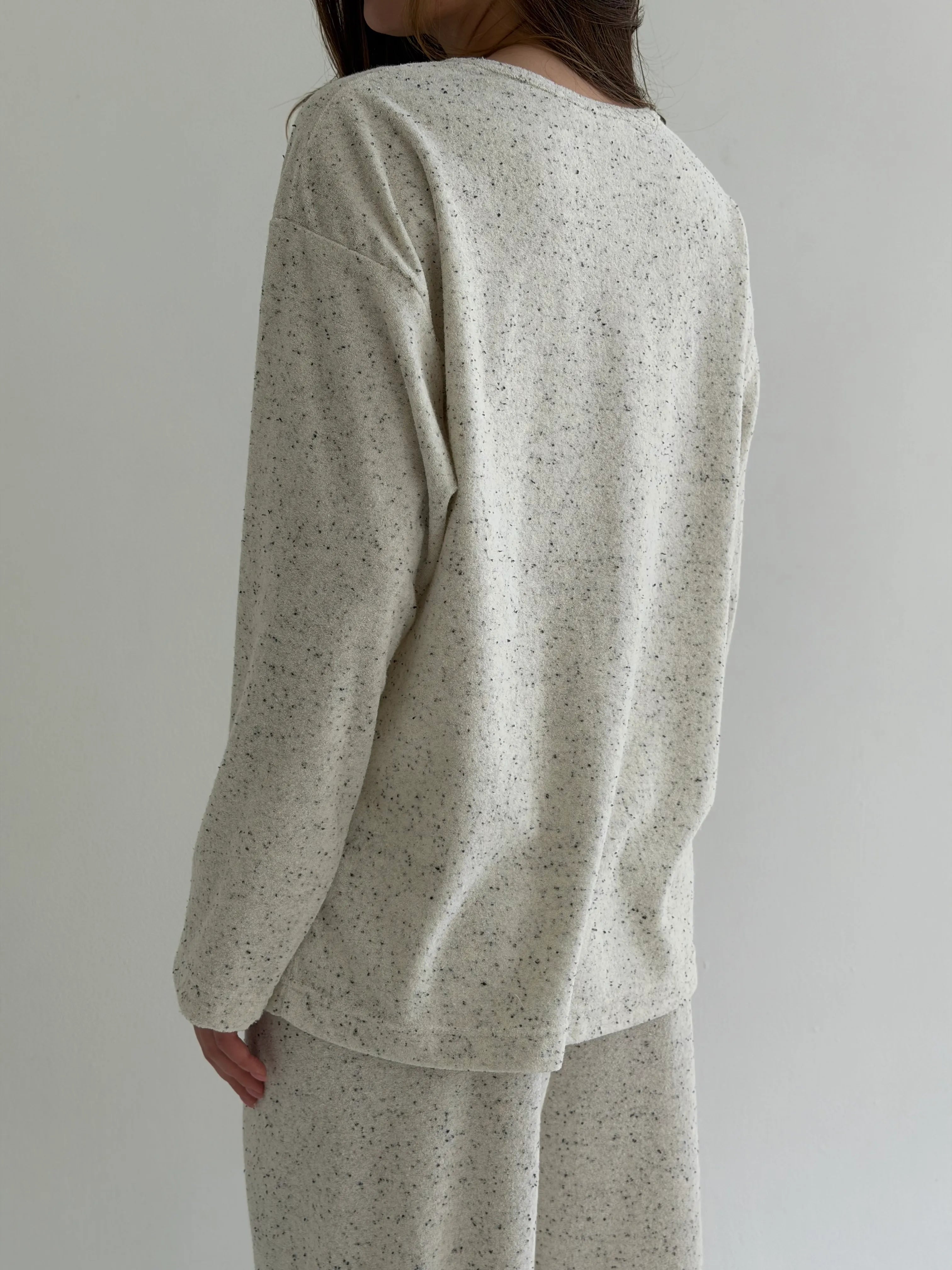 Long-sleeved suit and melange terry pants